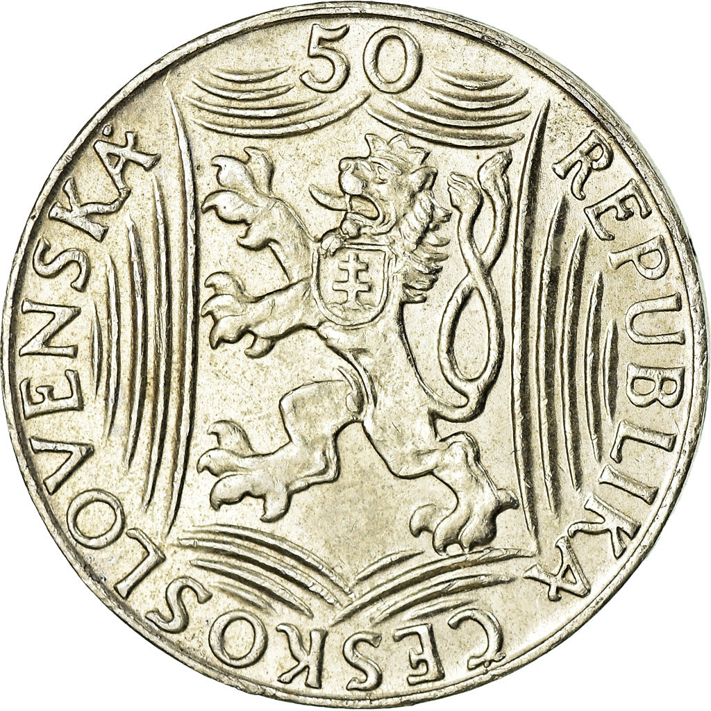 Moneda, Checoslovaquia, 50 Korun, 1949, SC, Plata, KM:28