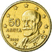 Grecia, 50 Euro Cent, 2002, MBC, Latón, KM:186