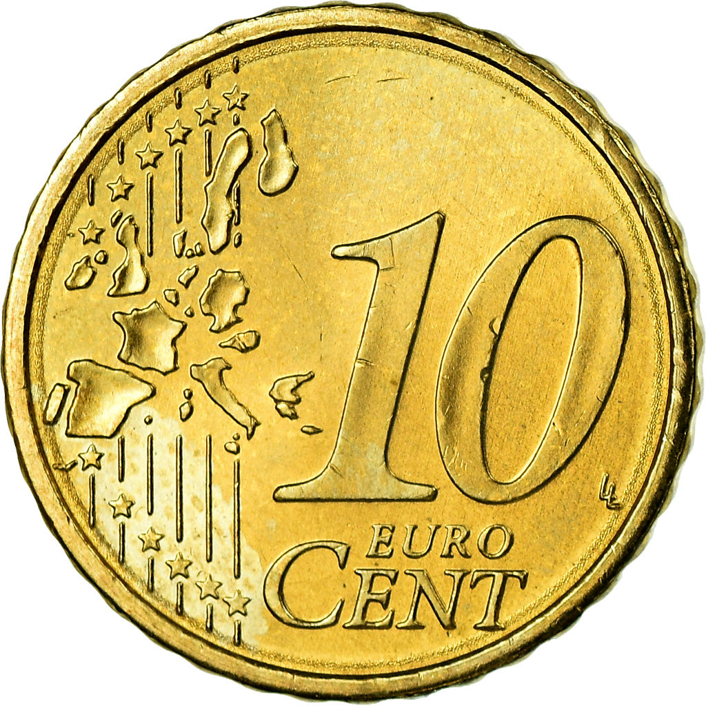 Portugal, 10 Euro Cent, 2004, AU(55-58), Brass, KM:743