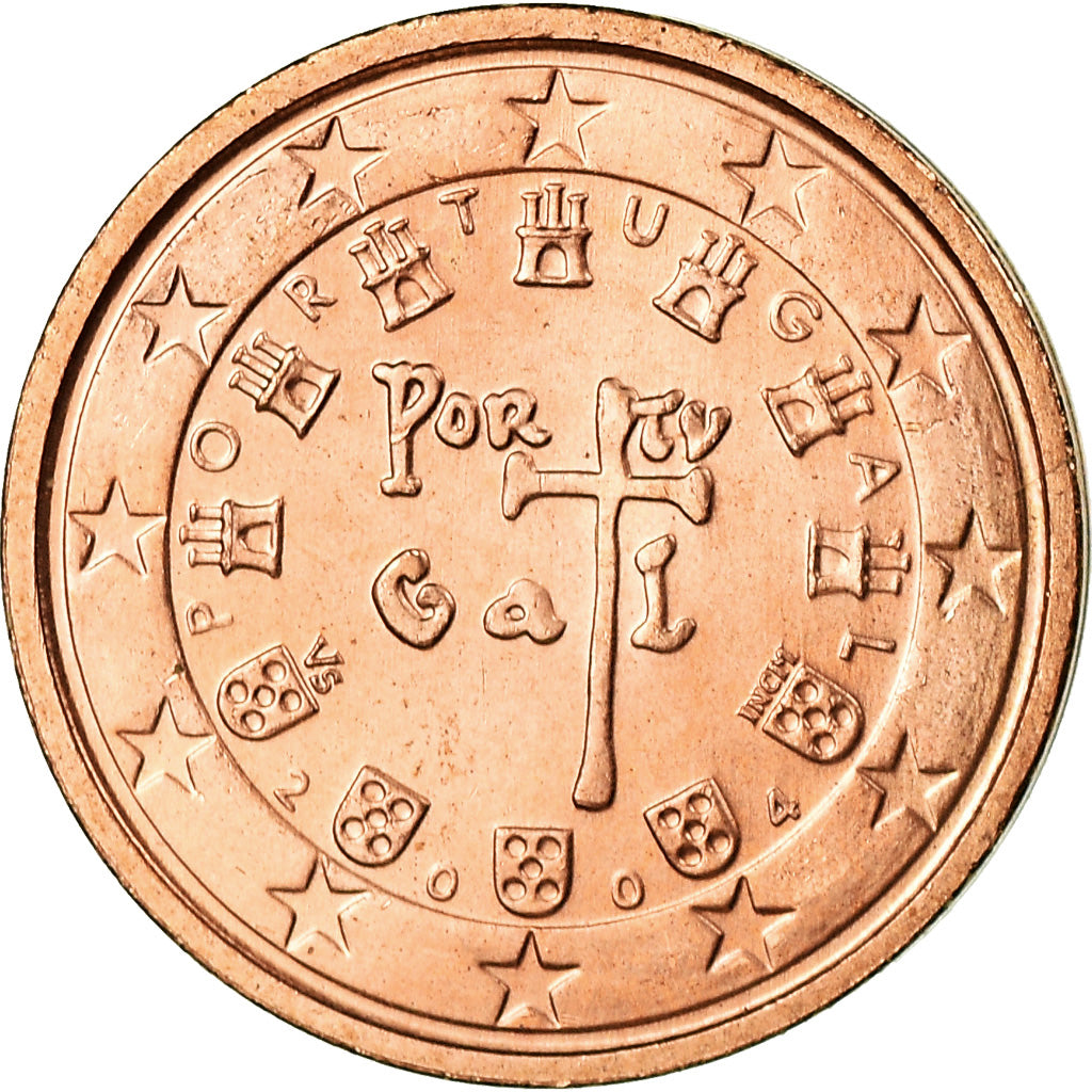 Portogallo, 2 Euro Cent, 2004, BB, Acciaio placcato rame, KM:741