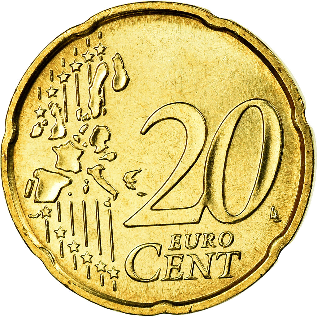 Italia, 20 Euro Cent, 2002, SPL-, Ottone, KM:214
