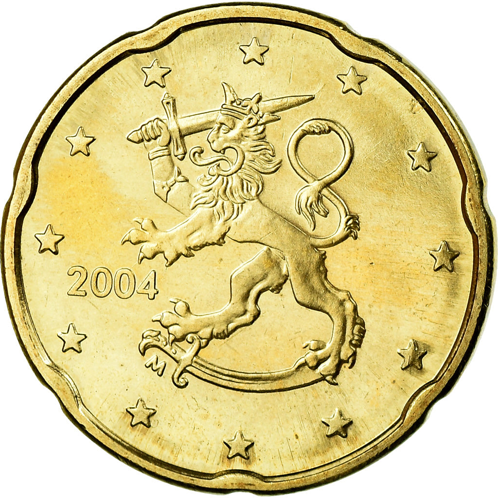 Finlandia, 20 Euro Cent, 2004, MBC, Latón, KM:102