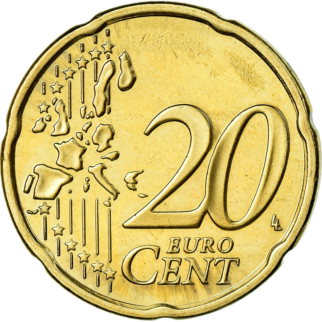 Finlandia, 20 Euro Cent, 2004, MBC, Latón, KM:102