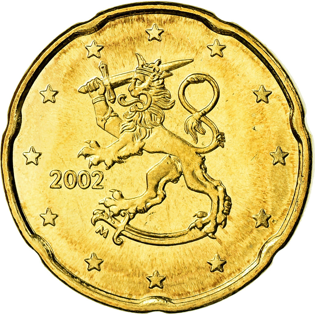 Finnland, 20 Euro Cent, 2002, VZ, Messing, KM:102