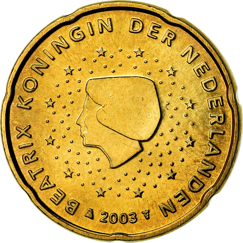 Netherlands, 20 Euro Cent, 2003, MS(65-70), Brass, KM:238