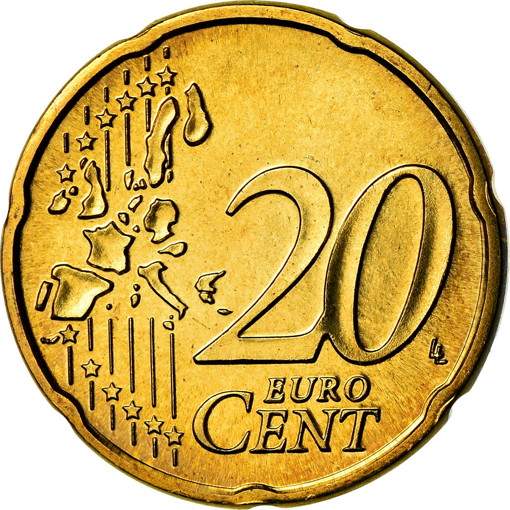Netherlands, 20 Euro Cent, 2003, MS(65-70), Brass, KM:238