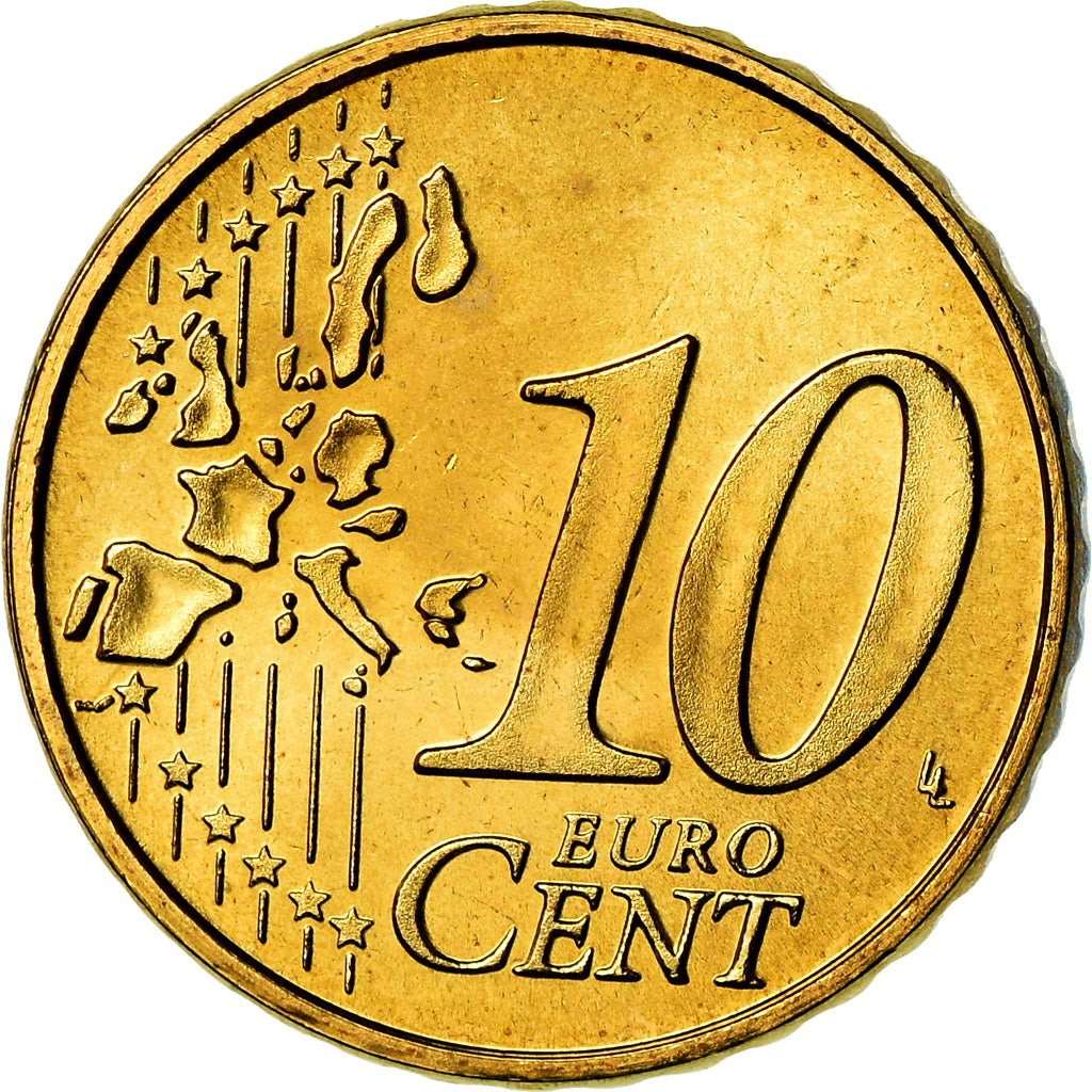 Netherlands, 10 Euro Cent, 2003, MS(65-70), Brass, KM:237