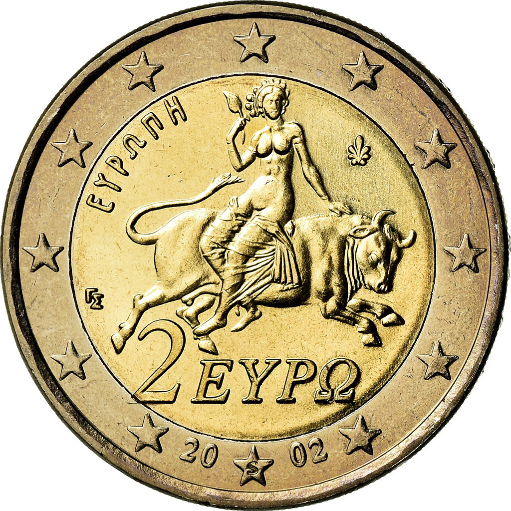 Grecia, 2 Euro, 2002, SC, Bimetálico, KM:188
