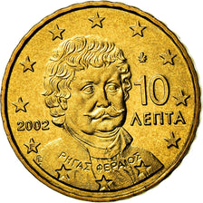 Grecia, 10 Euro Cent, 2002, EBC, Latón, KM:184
