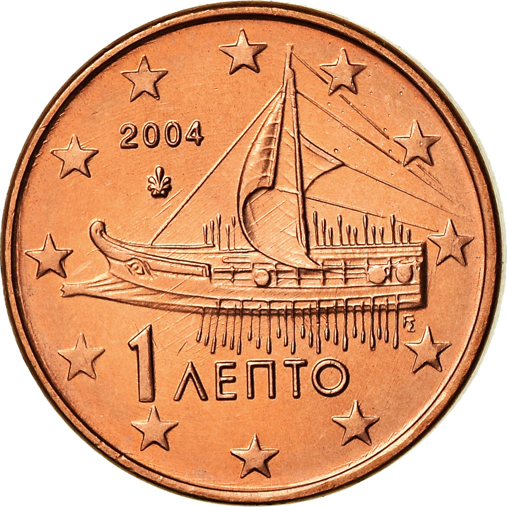 Grecia, Euro Cent, 2004, EBC, Cobre chapado en acero, KM:181