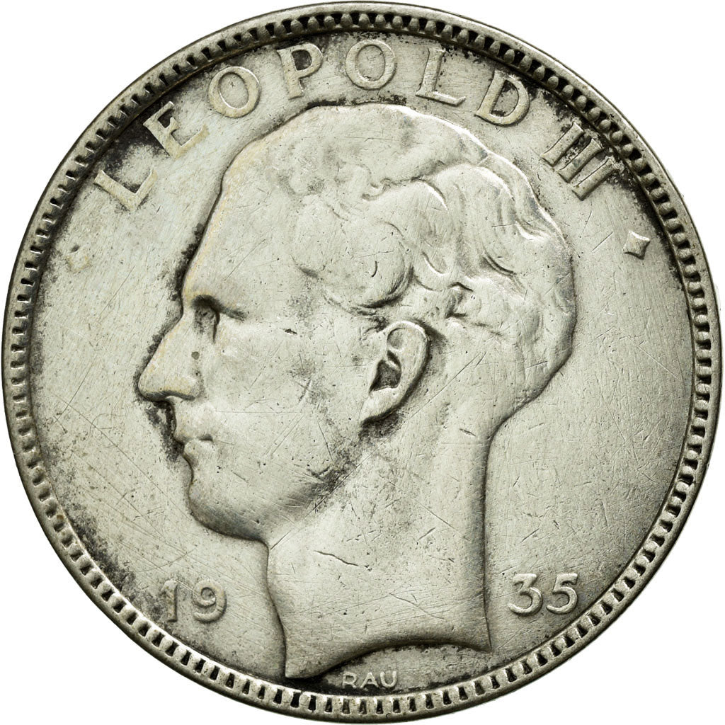 Coin, Belgium, 20 Francs, 20 Frank, 1935, EF(40-45), Silver, KM:105