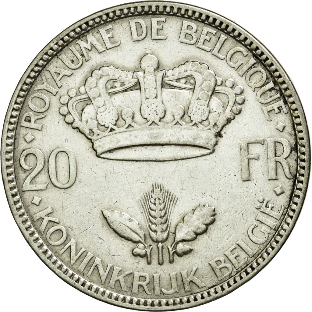 Coin, Belgium, 20 Francs, 20 Frank, 1935, EF(40-45), Silver, KM:105