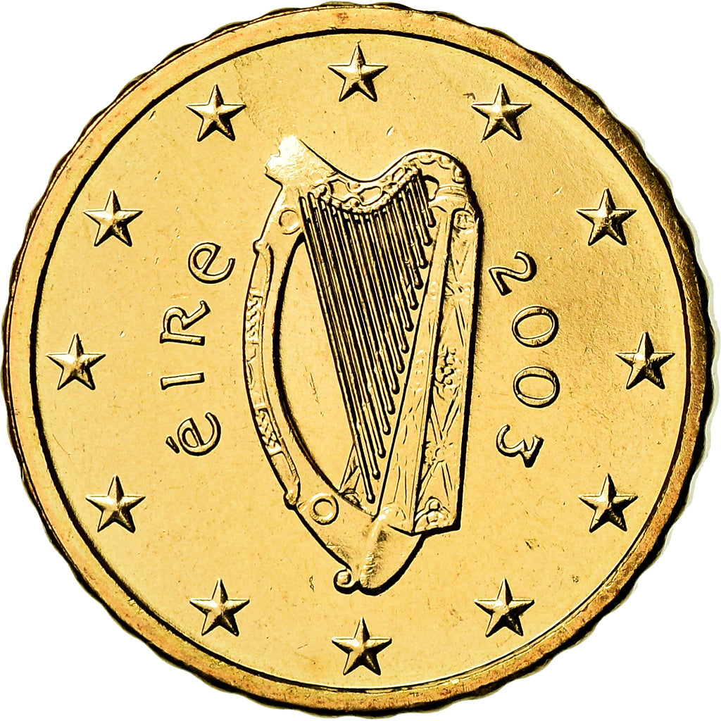 IRELAND REPUBLIC, 10 Euro Cent, 2003, VZ, Messing, KM:35