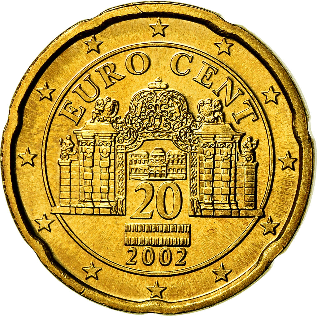 Austria, 20 Euro Cent, 2002, SC, Latón, KM:3086