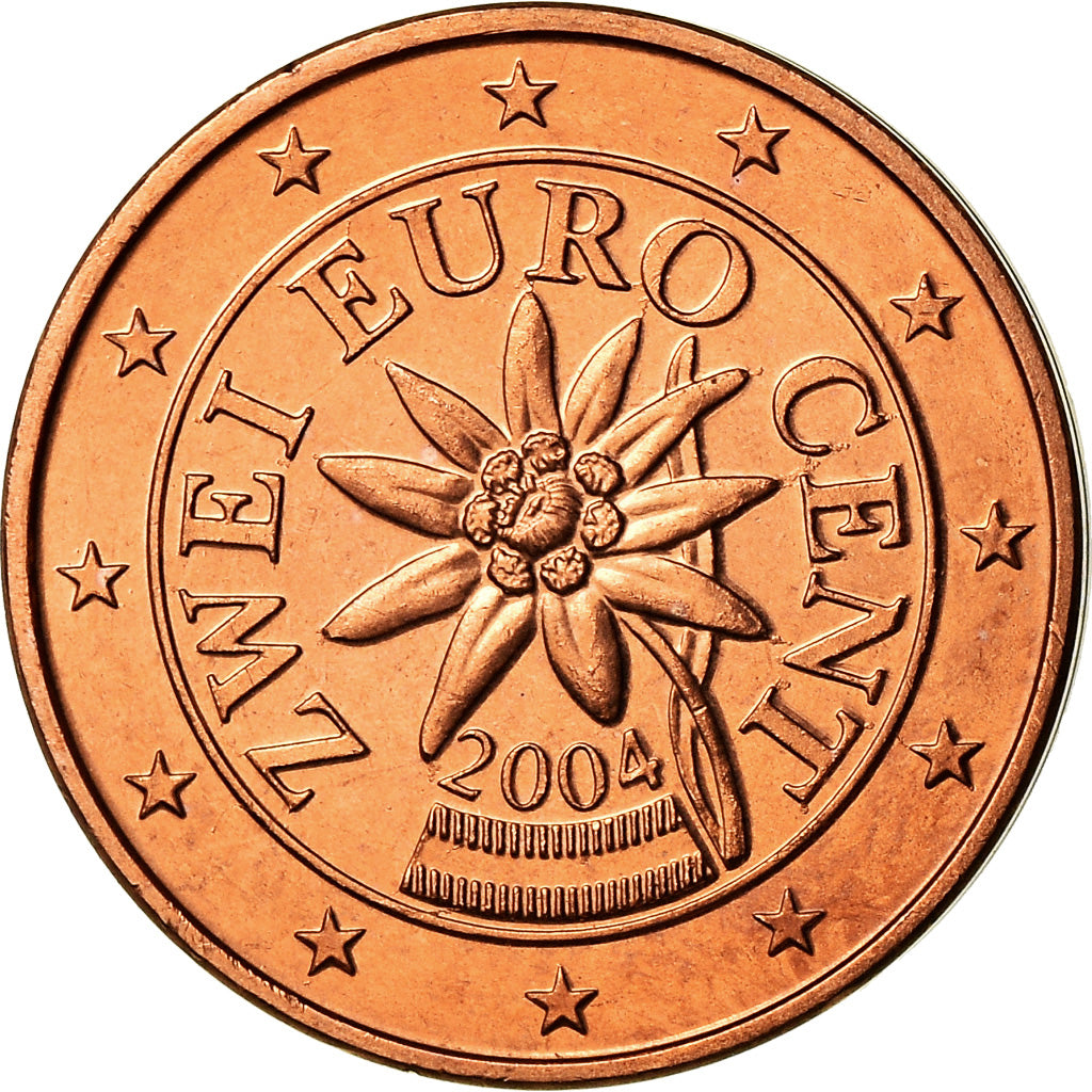 Austria, 2 Euro Cent, 2004, SPL, Acciaio placcato rame, KM:3083