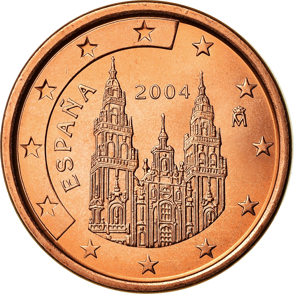 Spain, 5 Euro Cent, 2004, AU(55-58), Copper Plated Steel, KM:1042