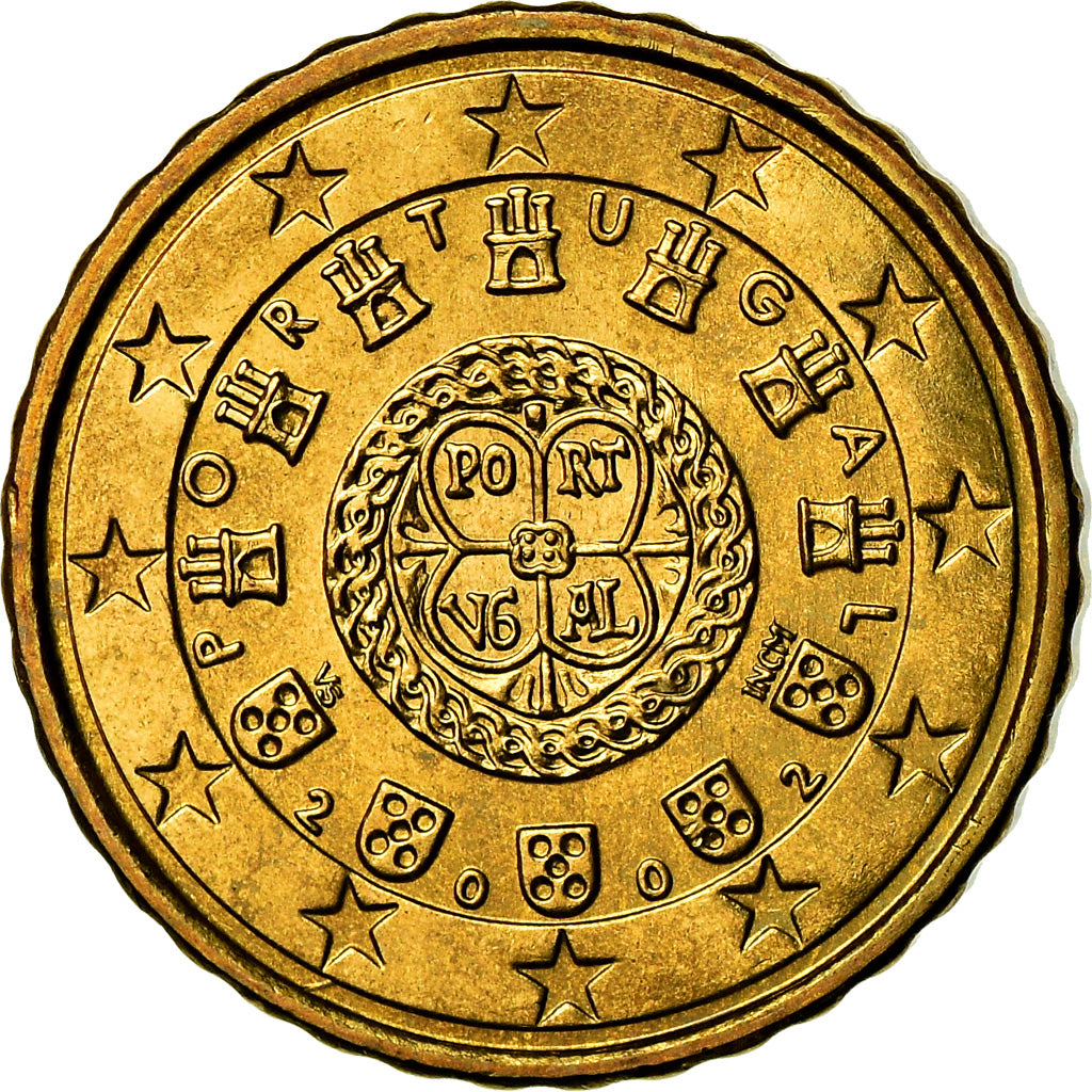 Portugal, 10 Euro Cent, 2002, AU(55-58), Brass, KM:743