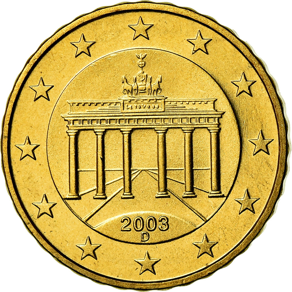 GERMANY - FEDERAL REPUBLIC, 10 Euro Cent, 2003, MS(63), Brass, KM:210