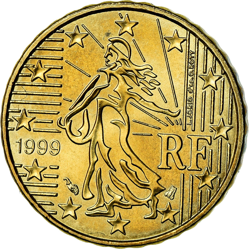 Francia, 10 Euro Cent, 1999, SPL-, Ottone, Gadoury:4., KM:1285