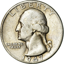 Coin, United States, Washington Quarter, Quarter, 1947, U.S. Mint, Denver