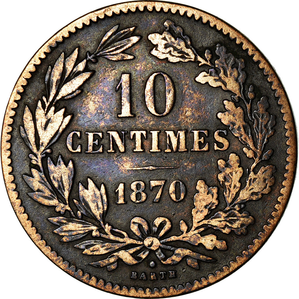Moneta, Lussemburgo, William III, 10 Centimes, 1870, Utrecht, BB, Bronzo