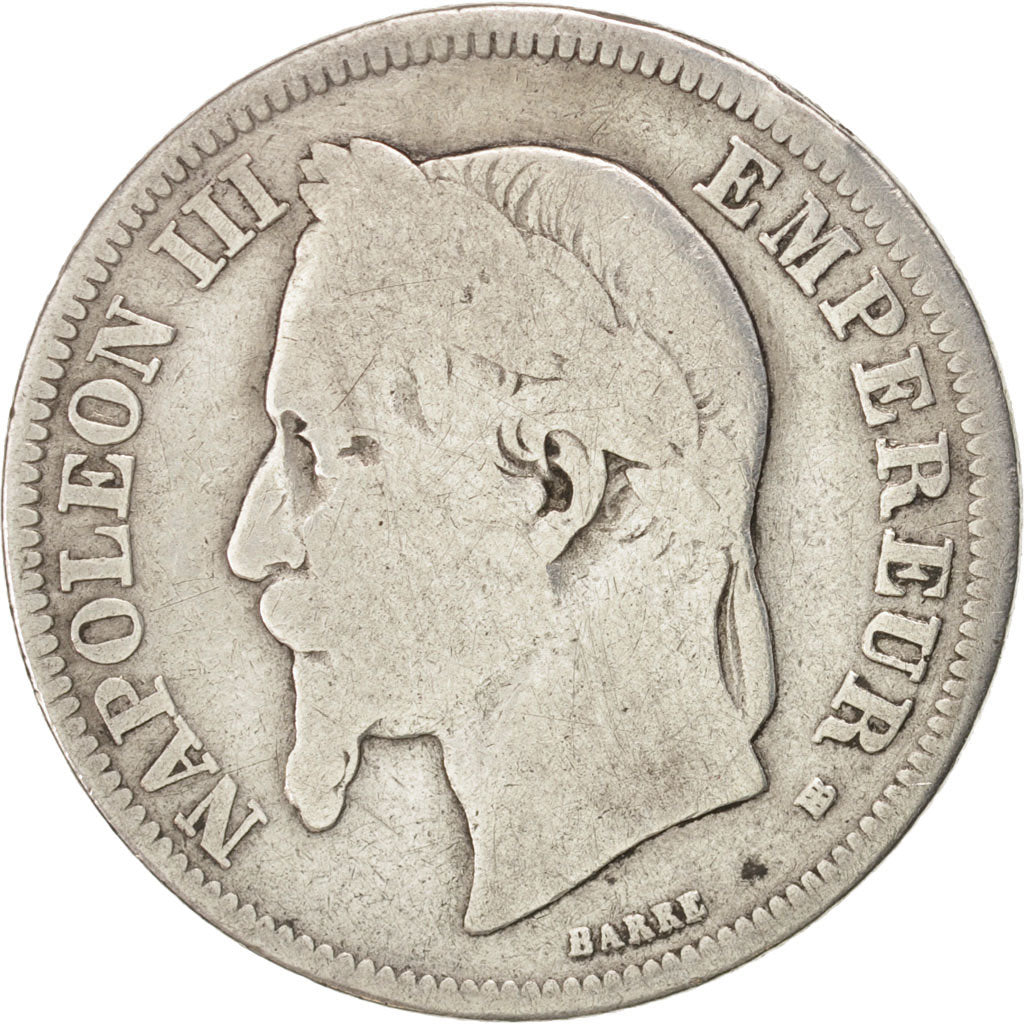 France, Napoleon III, Napoléon III, 2 Francs, 1869, Paris, F(12-15), Silver,...