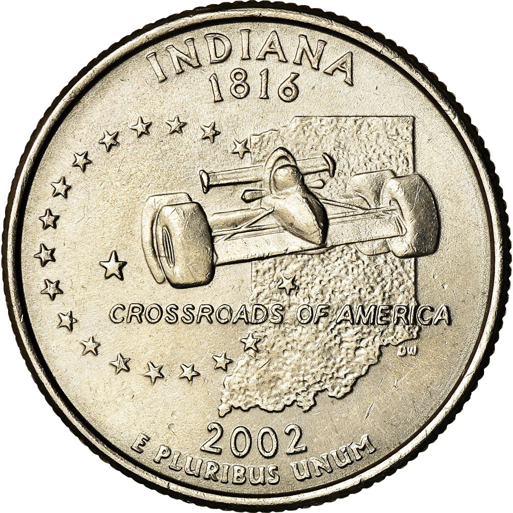 Moneta, Stati Uniti, Indiana, Quarter, 2002, U.S. Mint, Philadelphia, BB+, Rame