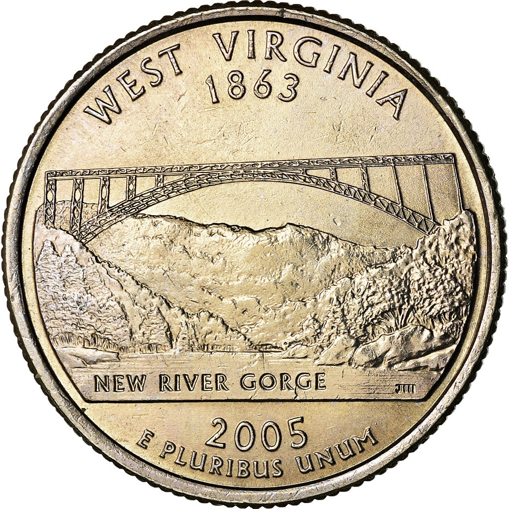 Coin, United States, West Virginia, Quarter, 2005, U.S. Mint, Philadelphia