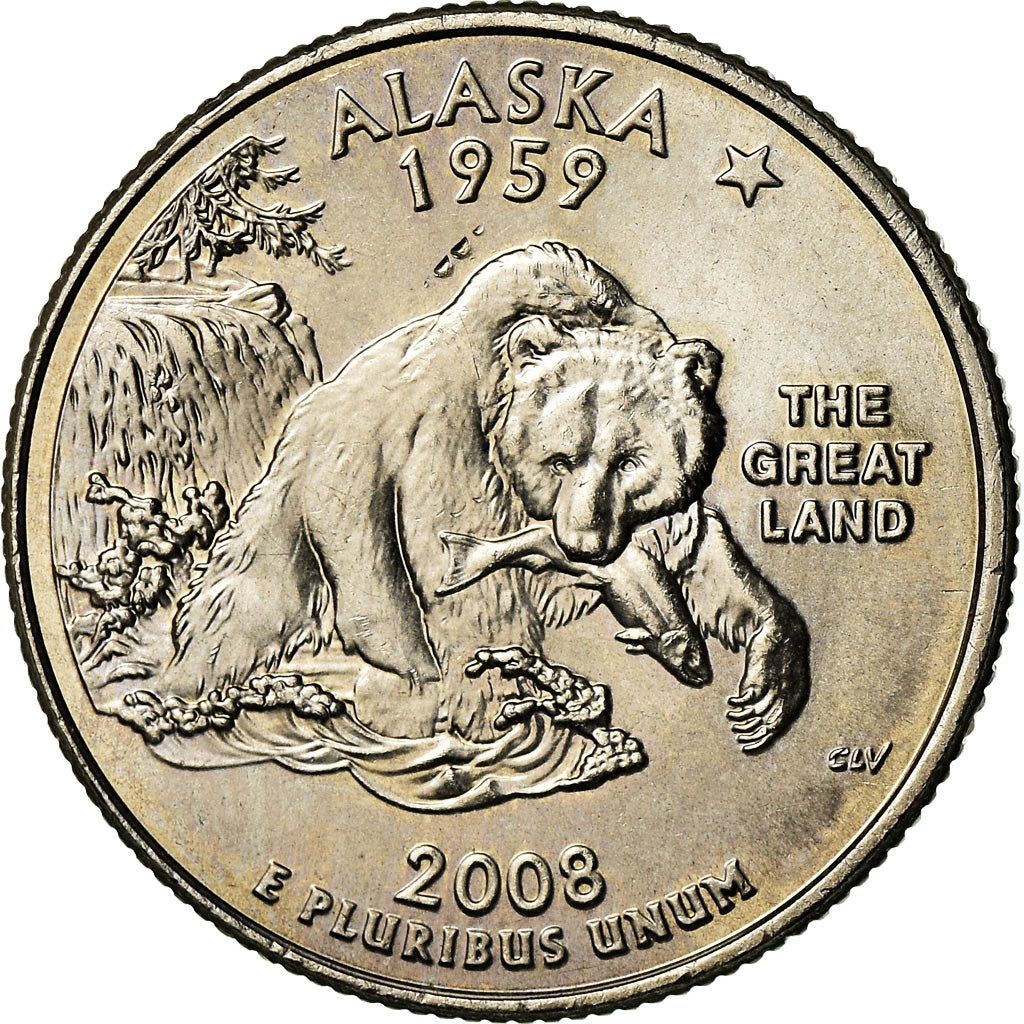 Moneta, Stati Uniti, Alaska, Quarter, 2008, U.S. Mint, Denver, SPL, Rame