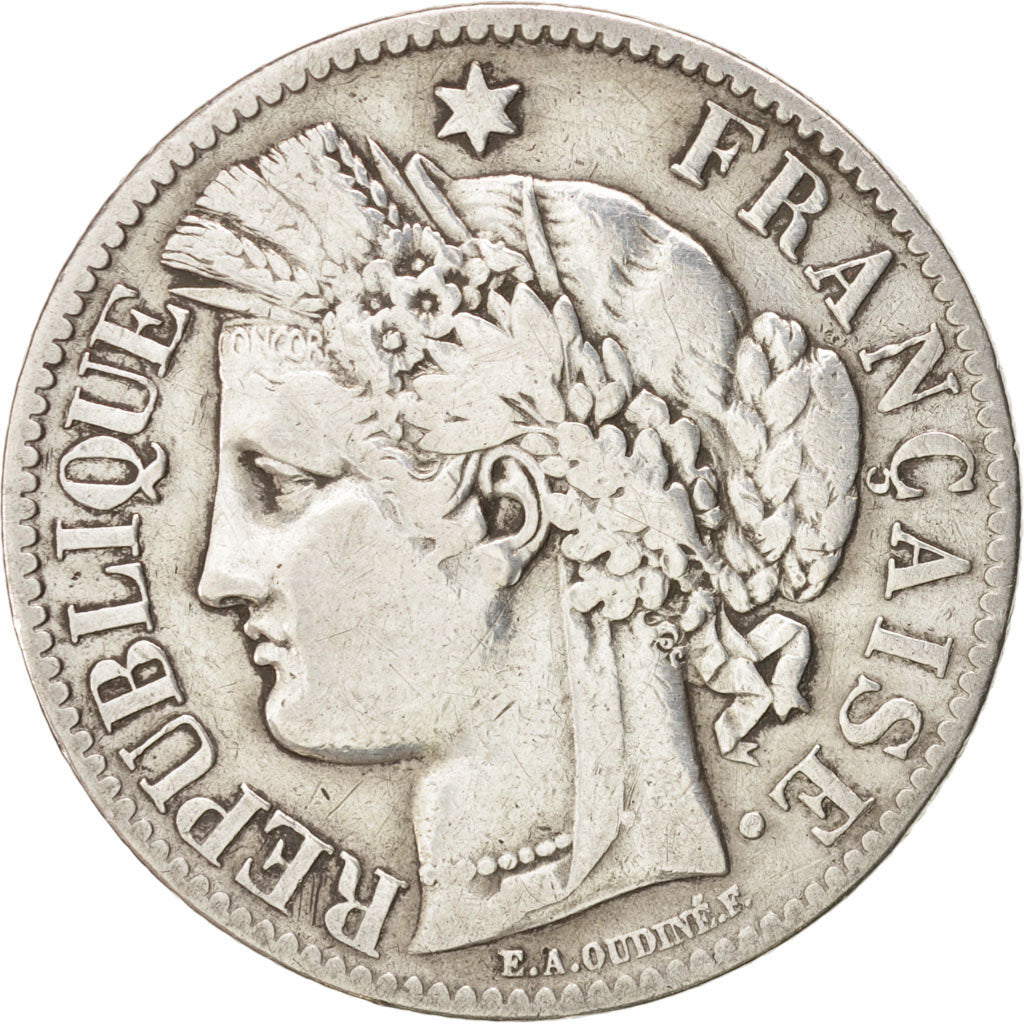 France, Cérès, 2 Francs, 1887, Paris, VF(30-35), Silver, KM:817.1, Gadoury:...