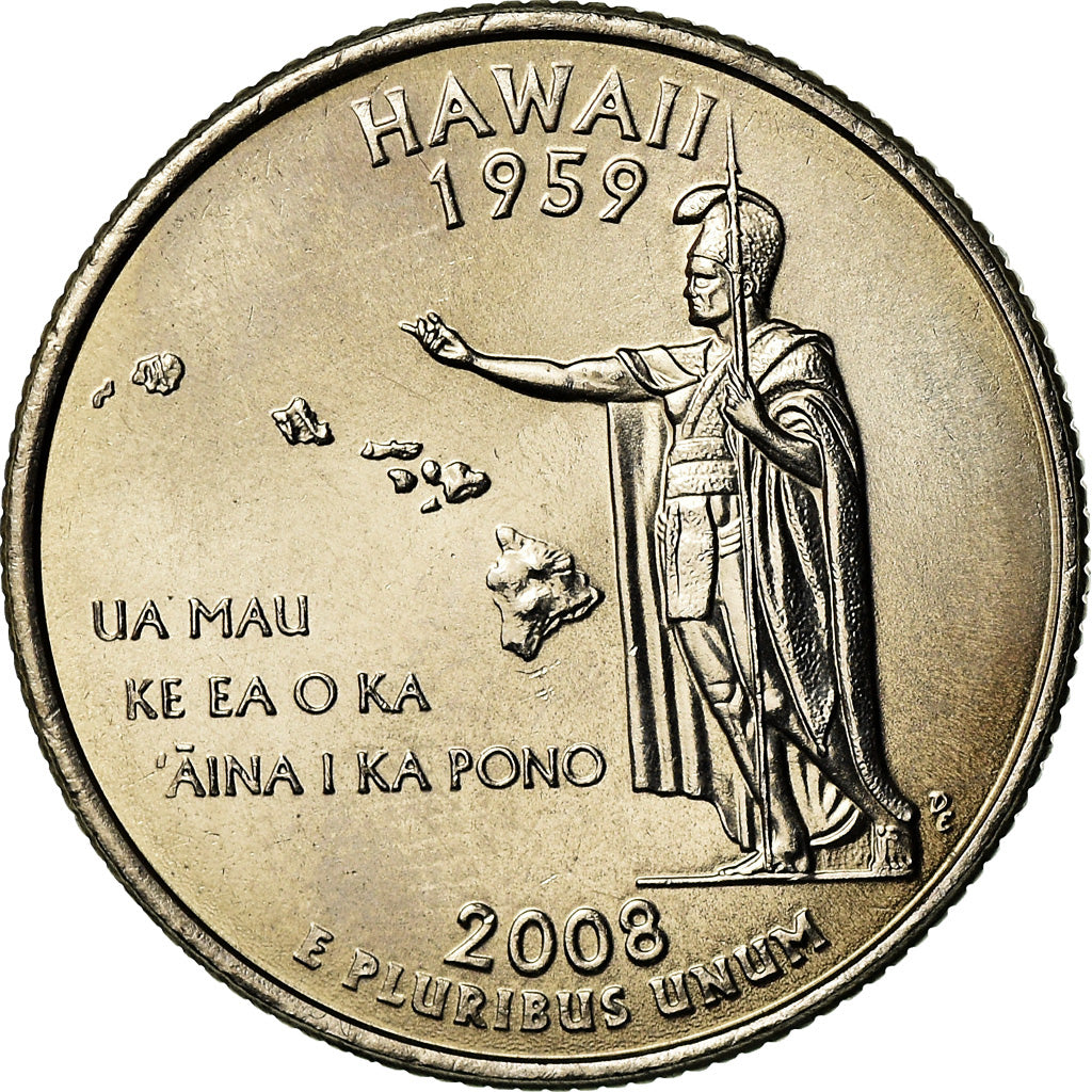 Moneta, Stati Uniti, Hawaii, Quarter, 2008, U.S. Mint, Denver, SPL, Rame
