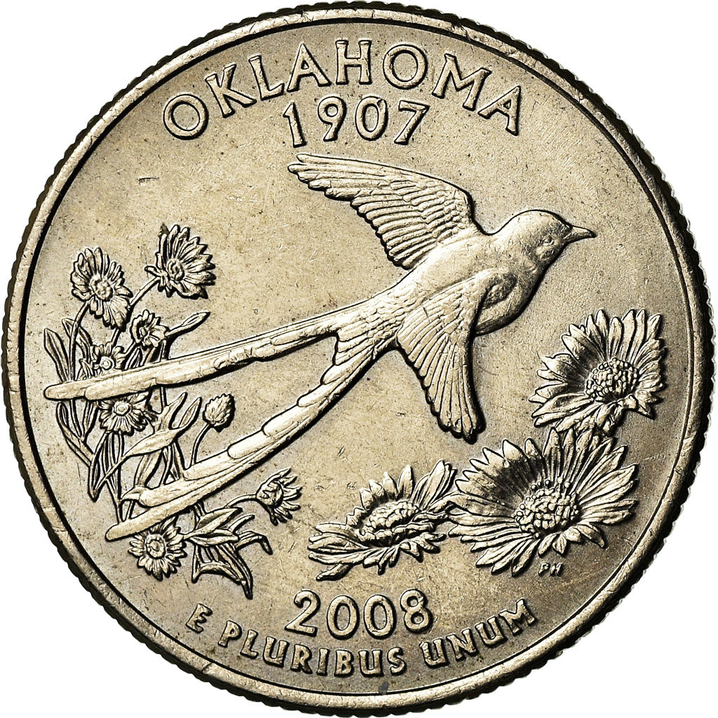 Moeda, Estados Unidos da América, Oklahoma, Quarter, 2008, U.S. Mint