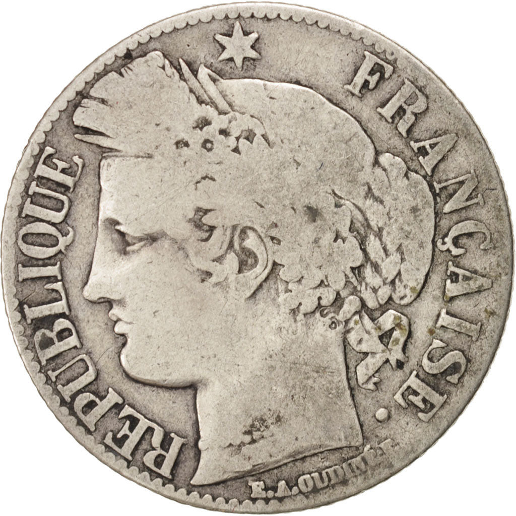Frankreich, Cérès, Franc, 1871, Bordeaux, F(12-15), Silver, KM:822.2, Gadou...