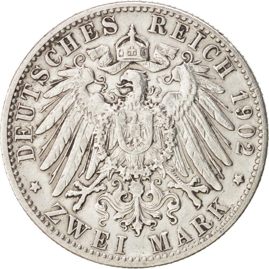 German States, WURTTEMBERG, Wilhelm II, 2 Mark, 1902, Freudenstadt, EF(40-45)...