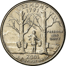 Moeda, Estados Unidos da América, Vermont, Quarter, 2001, U.S. Mint