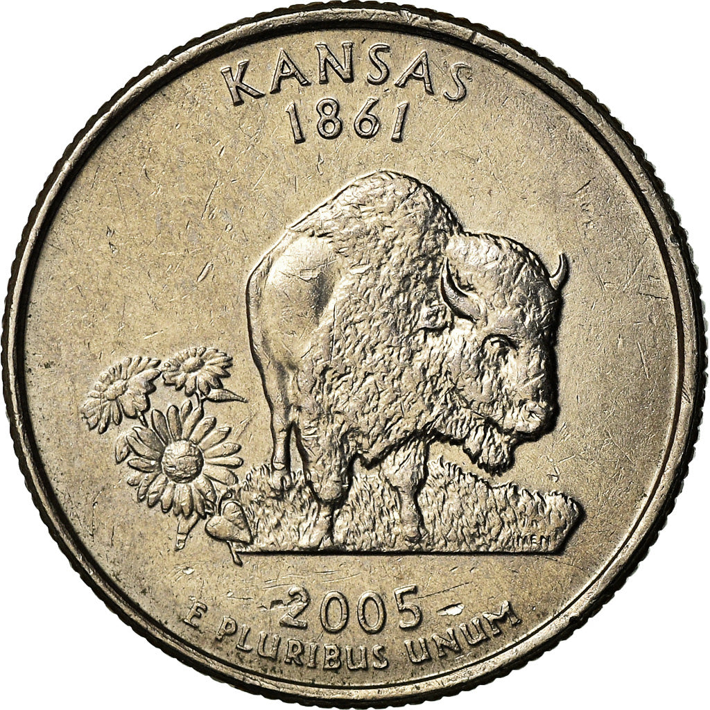 Moneta, Stati Uniti, Kansas, Quarter, 2005, U.S. Mint, Philadelphia, BB, Rame