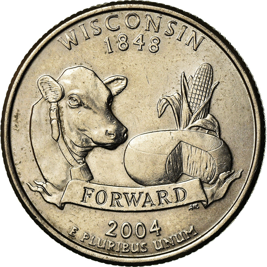 Moneta, Stati Uniti, Wisconsin, Quarter, 2004, Denver, BB, Rame ricoperto in