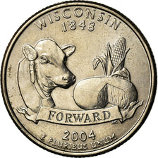 Moneta, Stati Uniti, Wisconsin, Quarter, 2004, Denver, BB, Rame ricoperto in