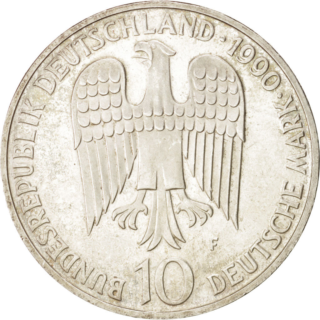 GERMANY - FEDERAL REPUBLIC, 10 Mark, 1990, Stuttgart, Germany, MS(60-62), Sil...
