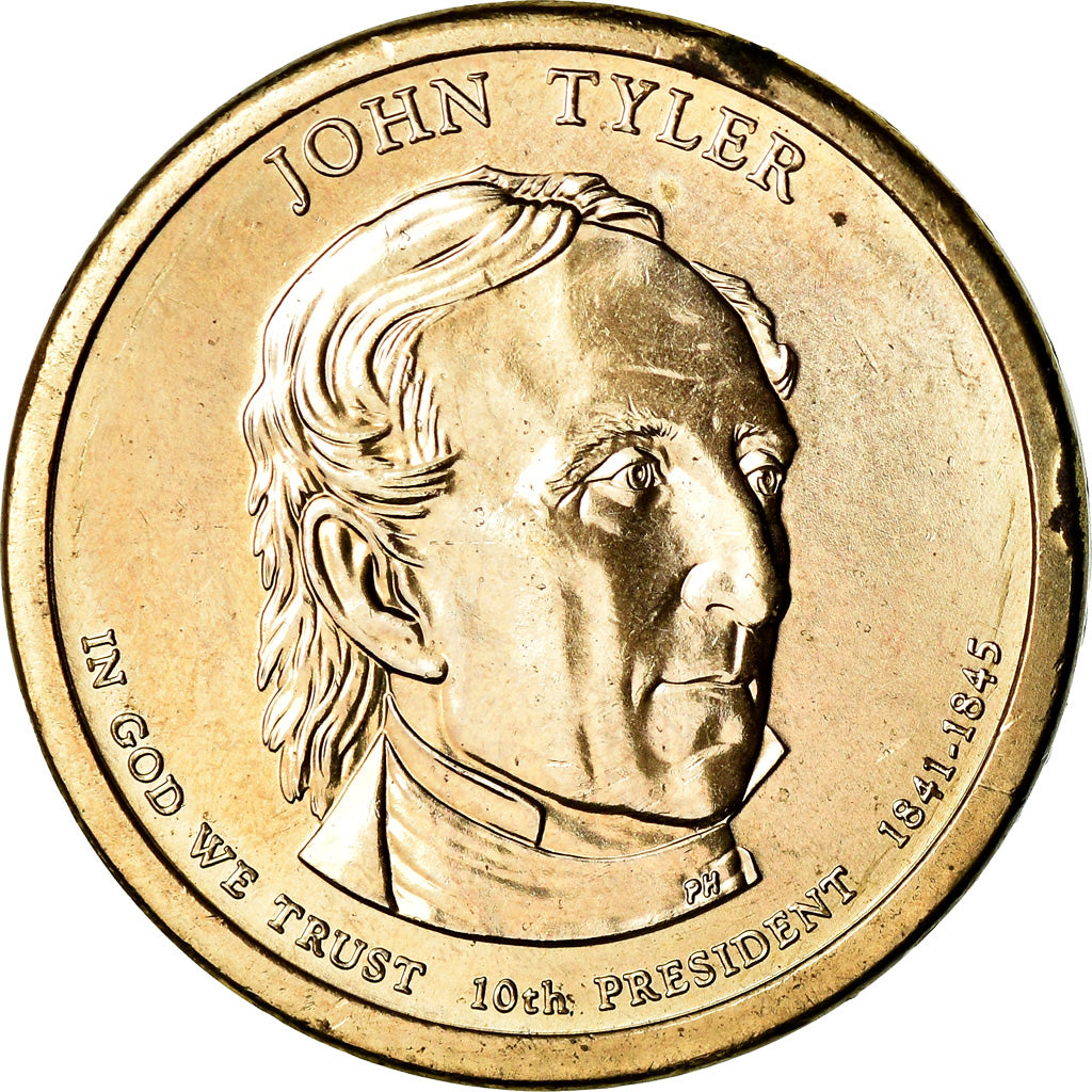 Coin, United States, Dollar, 2009, U.S. Mint, Philadelphia, John Tyler