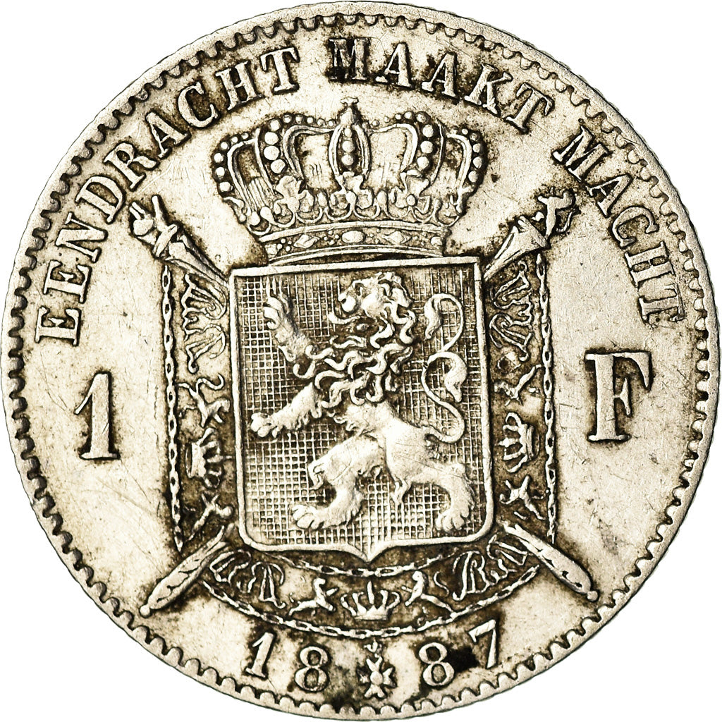Moneta, Belgio, Leopold II, Franc, 1887, BB, Argento, KM:29.1