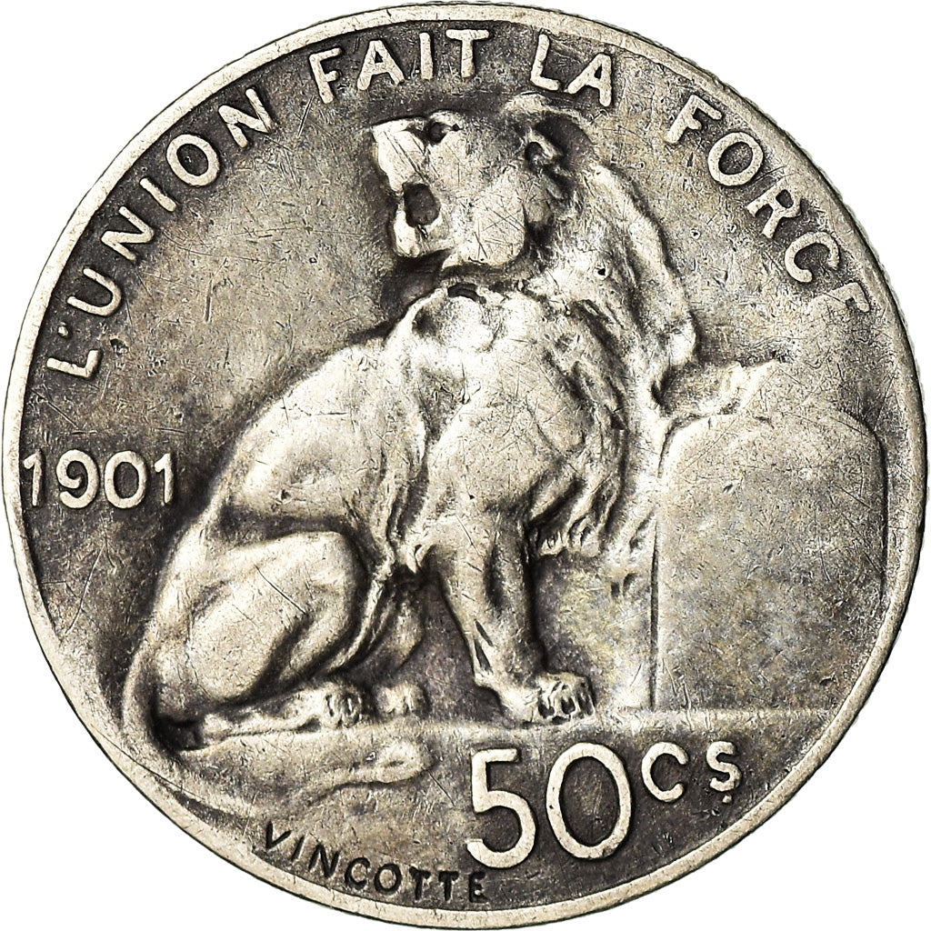Moneta, Belgio, 50 Centimes, 1901, B+, Argento, KM:50