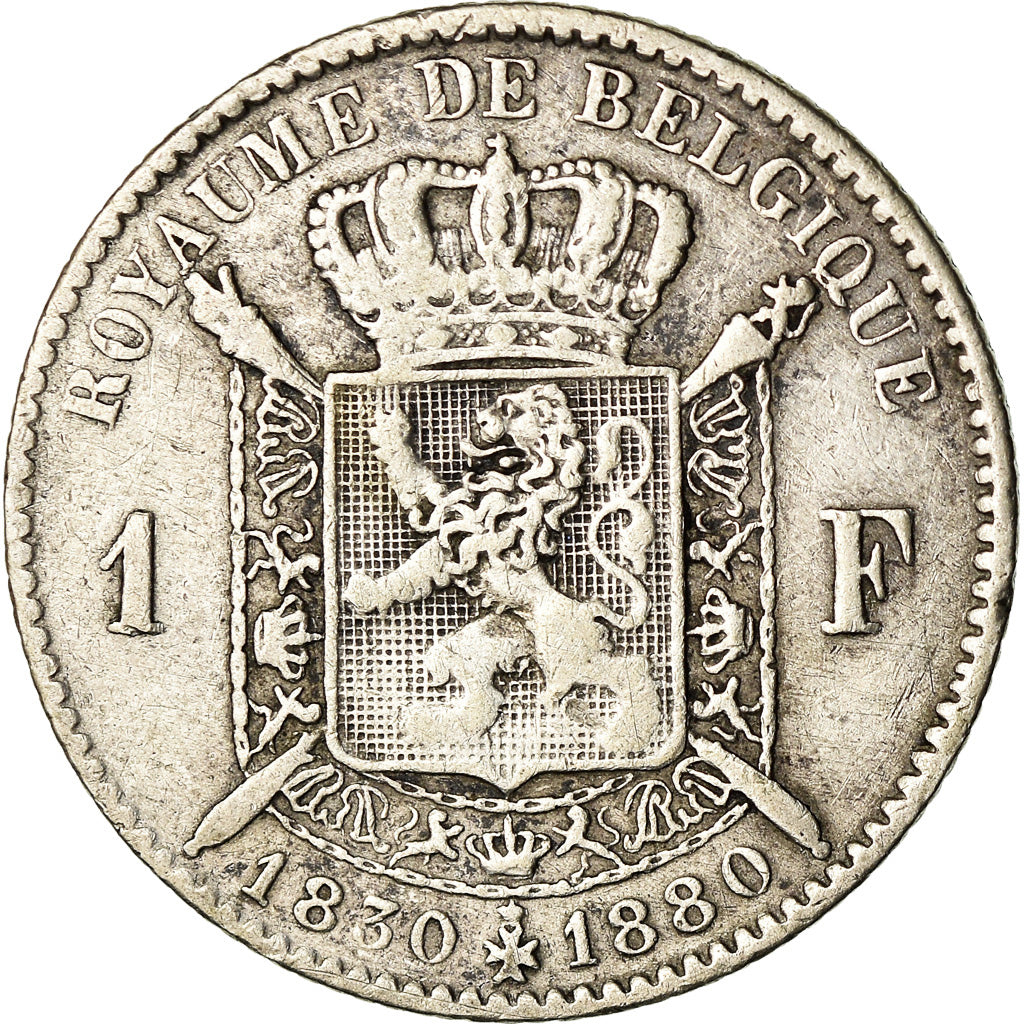 Moneta, Belgio, Leopold II, Franc, 1880, MB, Argento, KM:38