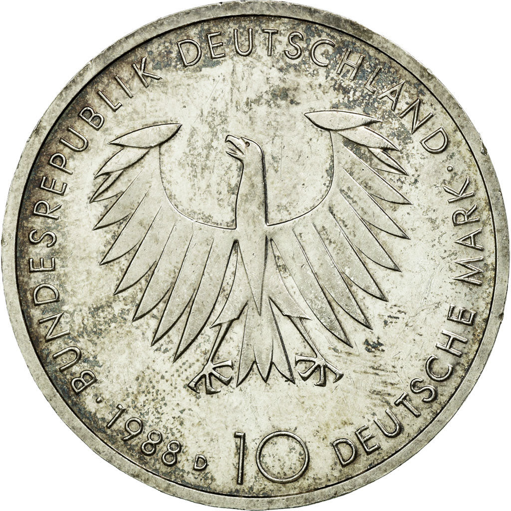 Munten, Federale Duitse Republiek, 10 Mark, 1988, Munich, Germany, PR+, Zilver