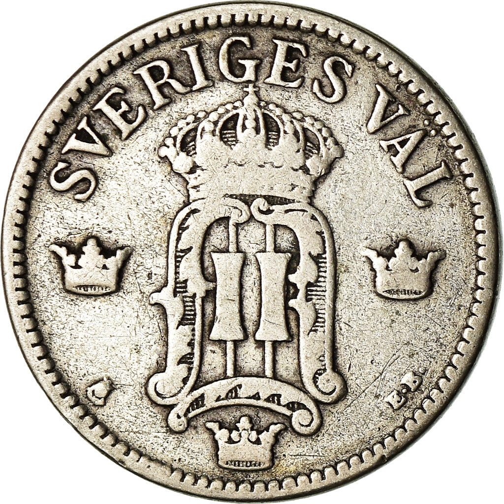 Moneta, Svezia, Oscar II, 25 Öre, 1907, BB, Argento, KM:775