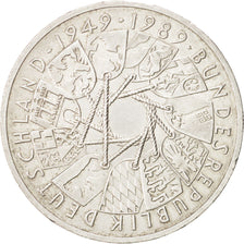 GERMANY - FEDERAL REPUBLIC, 10 Mark, 1989, Karlsruhe, Germany, MS(60-62), Sil...