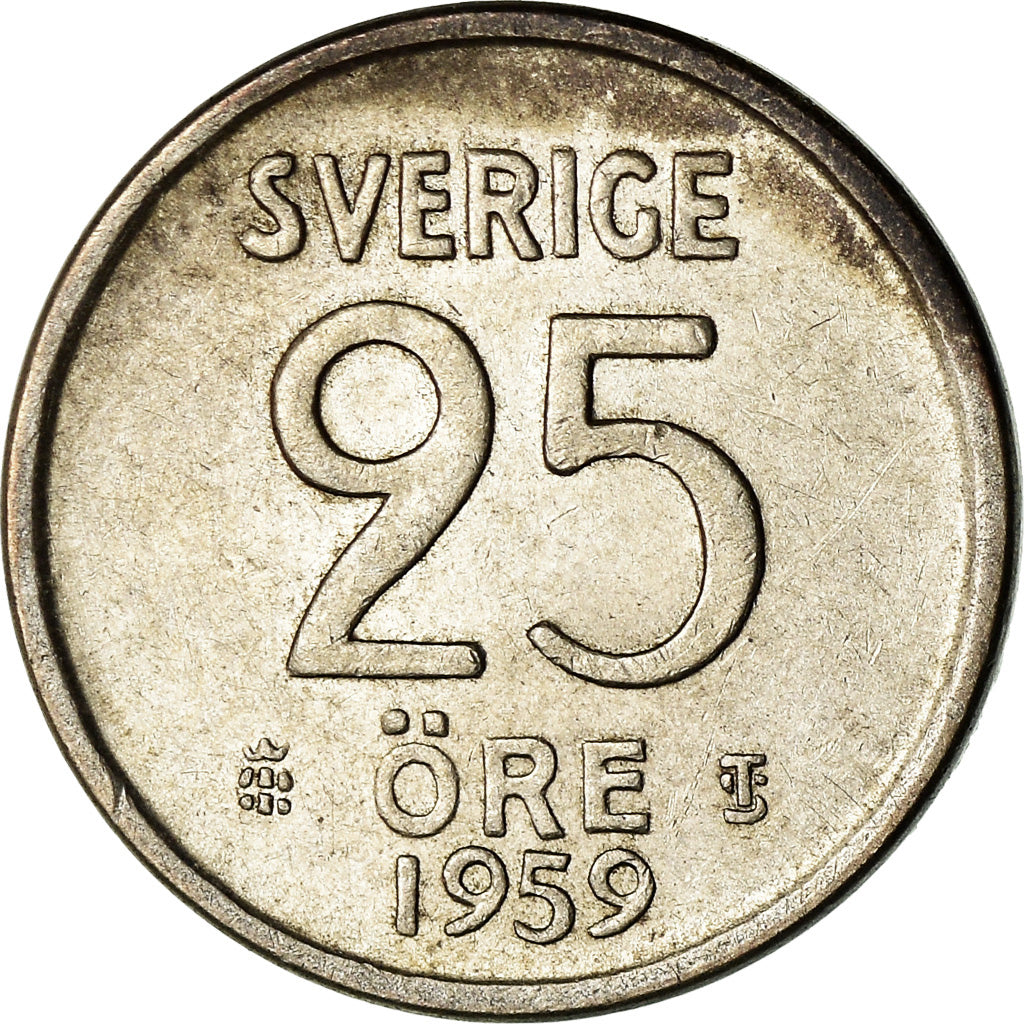 Münze, Schweden, Gustaf VI, 25 Öre, 1959, SS, Silber, KM:824