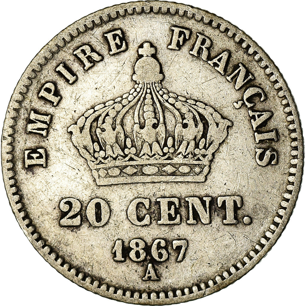Moeda, França, Napoleon III, Napoléon III, 20 Centimes, 1867, Paris