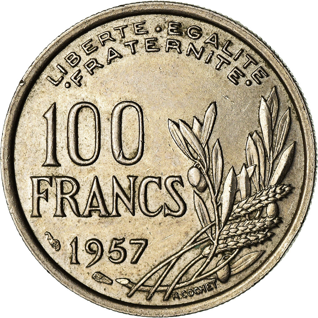 Coin, France, Cochet, 100 Francs, 1957, EF(40-45), Copper-nickel, KM:919.1