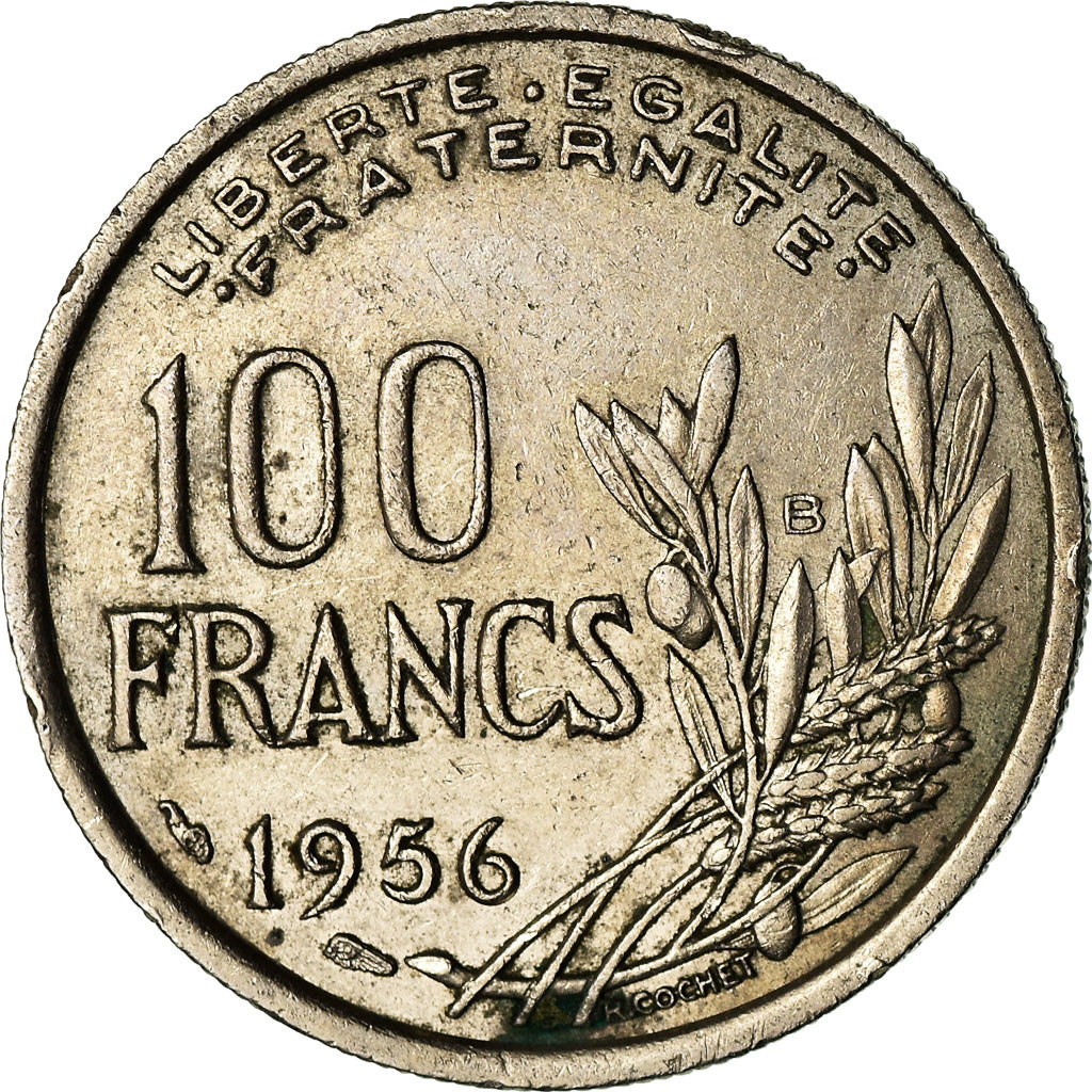 Moneta, Francja, Cochet, 100 Francs, 1956, Beaumont - Le Roger, EF(40-45)